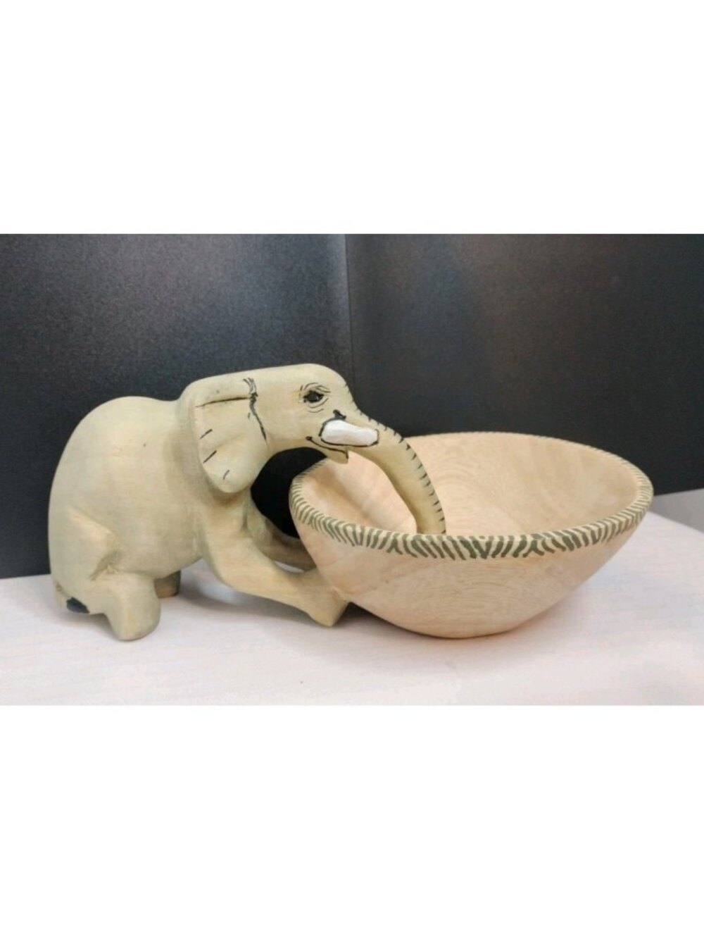 Drinking Elephant Wood Bowl Nut Candy Dish Acacia Creations Endangered Species